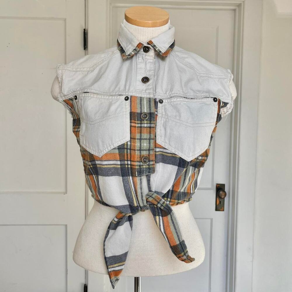 Y2k traffic plaid collared tank